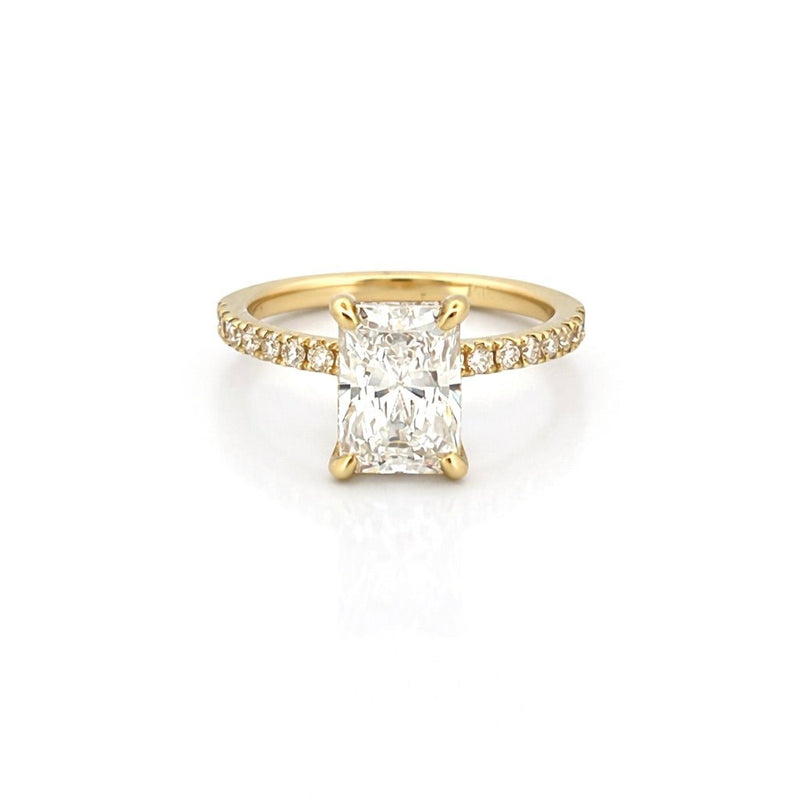 14K Gold 2.00 Carat Lab Grown Radiant Diamond Under Halo Engagement Ring