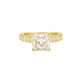 14K Gold 3.00 Carat Lab Grown Princess Diamond Under Halo 3D Engagement Ring