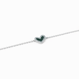 14K Gold Heart Malachite and Diamond Charm Bracelet