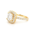 14K Gold 3.00 Carat Lab Grown Cushion Cut Diamond Wide Halo Engagement Ring
