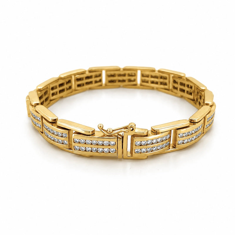 14K Gold 2 Row Channel Set Natural Diamond Bracelet