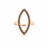 14K Gold Marquise Shape Black Diamond Ring