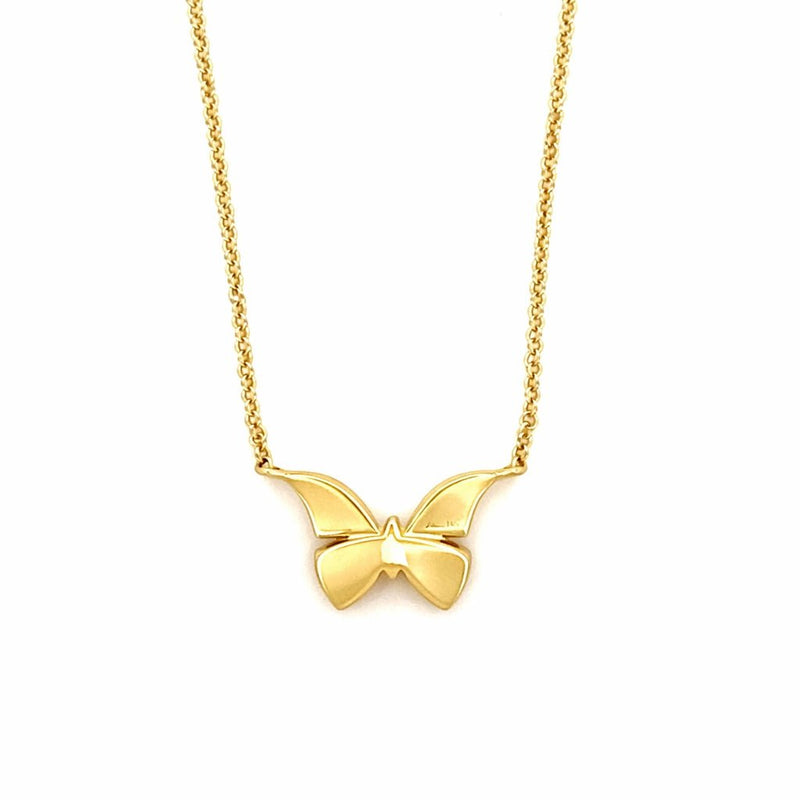 14K Gold Pavé Fashion Butterfly Diamond Pendant Necklace