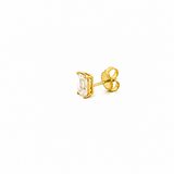 14K Gold Lab Grown Emerald Cut Basket Set Diamond Stud Earrings