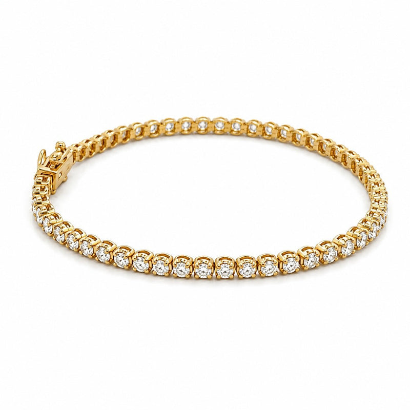 14K Gold Natural Round Diamond Tennis Bracelet