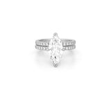 14K Gold 3.00 Carat Lab Grown Marquise Diamond Under Halo Engagement Wedding Set