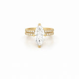 14K Gold 3.00 Carat Lab Grown Marquise Diamond Under Halo Engagement Wedding Set