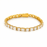 14K Gold East West Lab Grown Emerald and Oval Cut Diamond Tennis Bracelet
