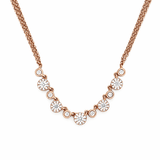 14K Gold Halo and Bezel Round Diamond Duo Chain Necklace