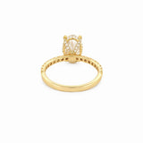 14K Gold 4.00 Carat Lab Grown Oval Diamond Prong Under Halo Engagement Ring