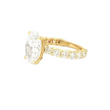 14K Gold 4.50 Carat Lab Grown Oval U Prong and Under Halo Engagement Ring