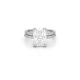 14K Gold 6.00 Carat Lab Grown Radiant Diamond Under Halo Engagement Wedding Set
