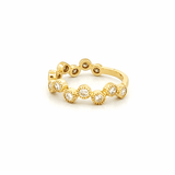 14K Gold Alternating Art Deco Round Bezel Diamond Band