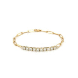 14K Gold Tennis Paper Clip Bracelet
