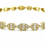 14K Gold Oval and Marquise Shape Diamond Cluster Bracelet
