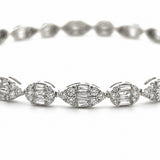 14K Gold Oval and Marquise Shape Diamond Cluster Bracelet