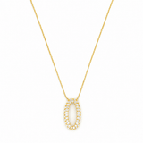 14K Gold Open Diamond 2-Row Oval Pendant Necklace