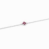 14K Gold Clover Ruby Charm Bracelet