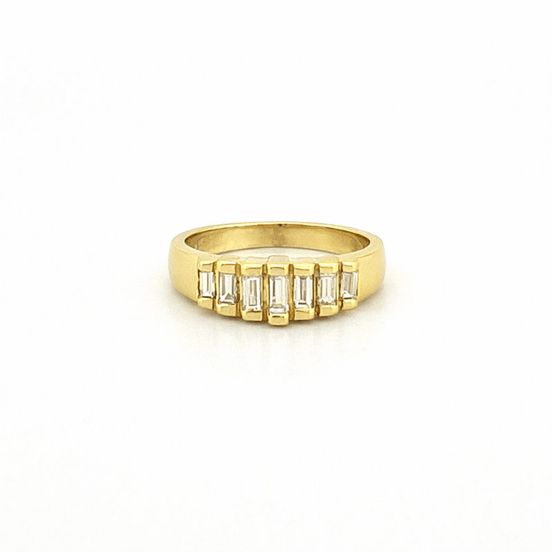 14K Gold Stepped Baguette Diamond Band