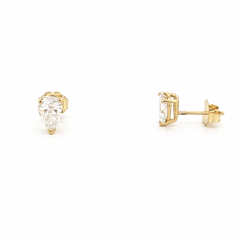 14K Gold 1.00 Carat Lab Grown Pear Diamond Studs