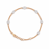 14K Gold Pear Cluster Diamond Station Double Chain Bracelet
