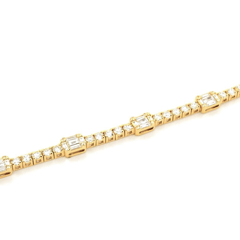14K Gold Natural Spaced Cluster Tennis Bracelet