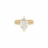 14K Gold 3.00 Carat Lab Grown Marquise Diamond Prong Set Engagement Set with Diamond Under Halo and Prongs