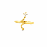 14K Gold Open Cross and Bezel Diamond Ring