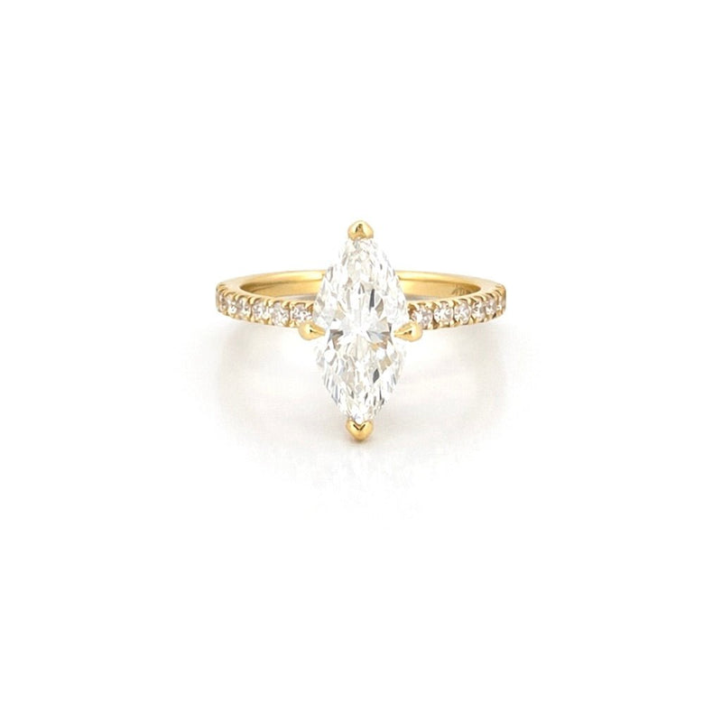 14K Gold 2.00 Carat Lab Grown Marquise Diamond Under Halo Engagement Ring