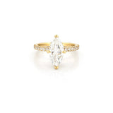 14K Gold 2.00 Carat Lab Grown Marquise Diamond Under Halo Engagement Ring