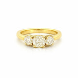 14K Gold Three Stone 1.20 Carat Round Natural Diamond Basket Set Engagement Ring