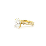 14K Gold Lab Grown 2.00 Carat Oval Diamond with Marquise and Round Setting Engagement Ring
