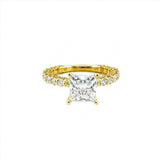 14K Gold 2.00 Carat Princess Lab Grown Diamond Engagement Ring with Diamond U-Prong Setting