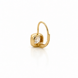 14K Gold Lab Grown Cushion Diamond Bezel Huggie Earrings