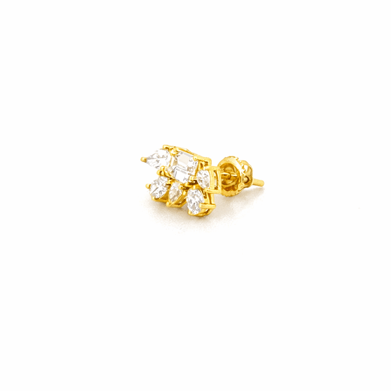 14K Gold Multi Shape Cluster Lab Grown Diamond Earrings