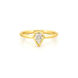 14K Gold 0.40 Carat Natural Diamond Pear Bezel Engagement Ring