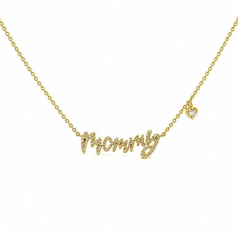 14K Gold Mommy Diamond Necklace
