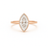 14K Gold 2.50 Carat Lab Grown Marquise Diamond Under Halo Bezel Engagement Ring