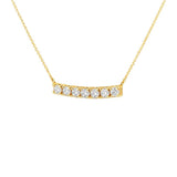 14K Gold 7-Stone Diamond Basket Set Necklace