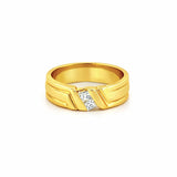 14K Gold Slanted Two Round Diamond Mens Band