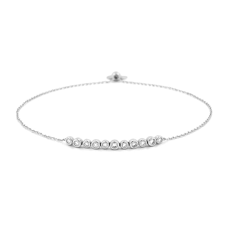 14K Gold Diamond Bezel Bolo Chain Bracelet