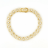 14K Gold Lab Grown Pear and Round Flower Diamond Tennis Bracelet