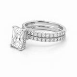 14K Gold 2.50 Carat Lab Grown Radiant Diamond Under Halo Bowtie Engagement Set