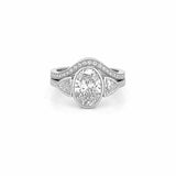 14K Gold 2.00 Carat Lab Grown Oval Cut Diamond Trillian Three Stone Engagement Set