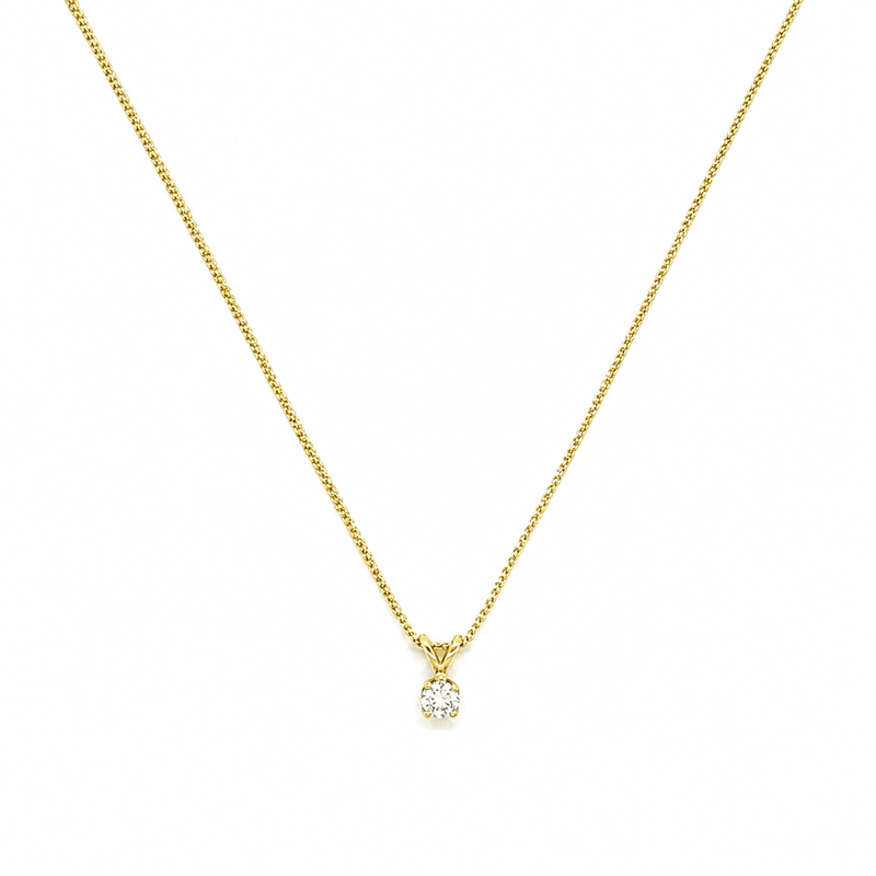 14K Gold Mini Round Diamond Pendant Necklace