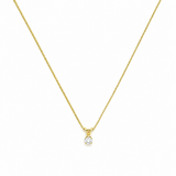 14K Gold Mini Round Diamond Pendant Necklace
