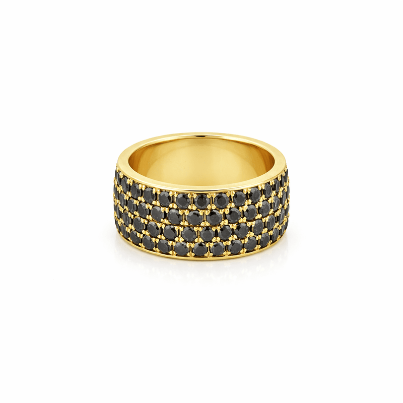 14K Gold 4-Row Black Diamond Pavé Eternity Band