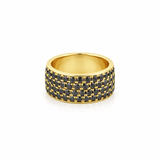 14K Gold 4-Row Black Diamond Pavé Eternity Band