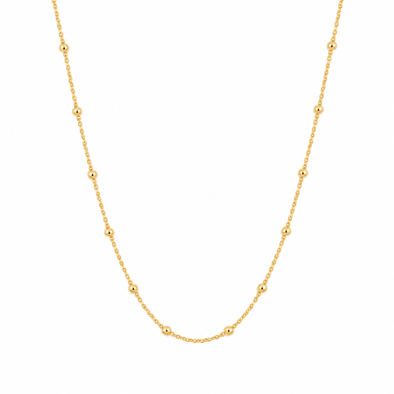 14K Gold Spaced Ball Bolo Necklace