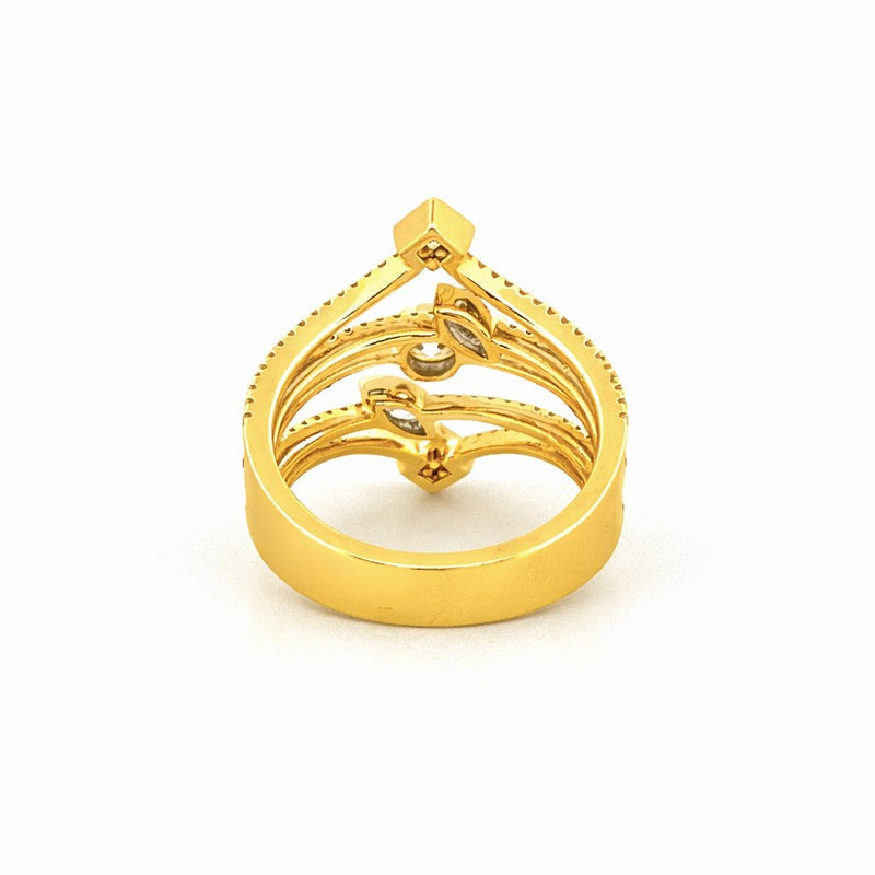 14K Gold Five Row Tri Shape Fashion Band